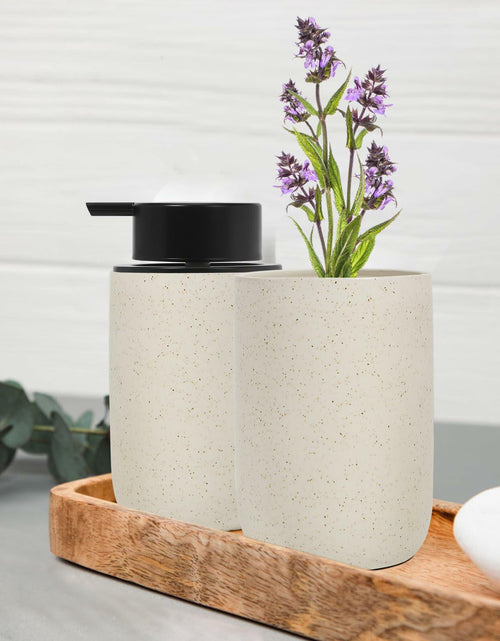 Load image into Gallery viewer, Aibrezin Ceramic Toothbrush &amp; Makeup Brush Holder Organizer Beige
