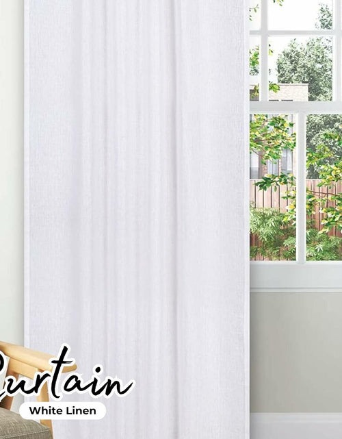 Load image into Gallery viewer, Limecasa Linen White Farmhouse Curtain 50x84 Tab Top Room Darkening 1 Panel
