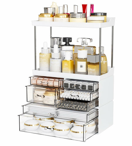 Yieach Acrylic Makeup Organizer Large Skincare Countertop Black