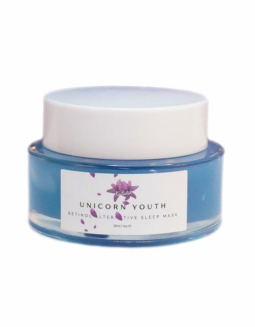 Load image into Gallery viewer, Kaitidid Unicorn Youth Retinol Alternative Sleep Mask 1oz Blueberry Scent
