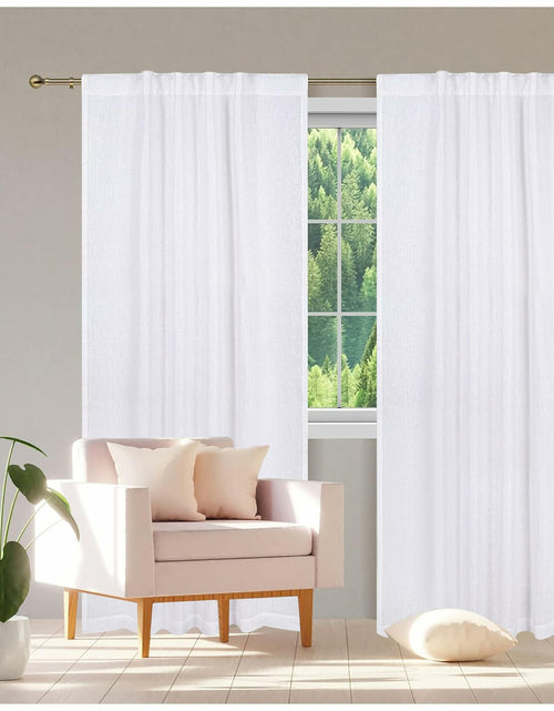Load image into Gallery viewer, Limecasa Linen White Farmhouse Curtain 50x84 Tab Top Room Darkening 1 Panel
