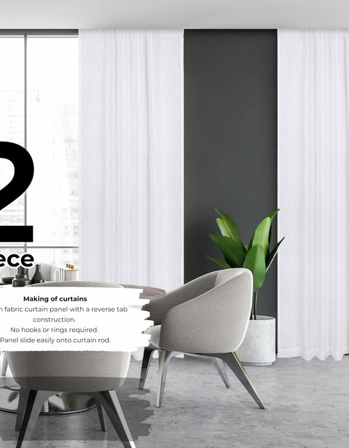 Load image into Gallery viewer, Limecasa Linen White Farmhouse Curtain 50x84 Tab Top Room Darkening 1 Panel
