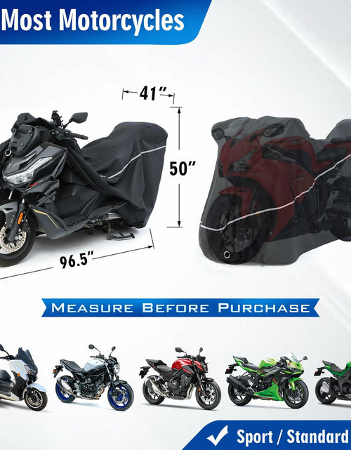 Load image into Gallery viewer, SUPCVR Motorcycle Cover Heavy Duty Waterproof UV-Proof Reflective Strips Black
