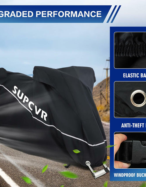 Load image into Gallery viewer, SUPCVR Motorcycle Cover Heavy Duty Waterproof UV-Proof Reflective Strips Black

