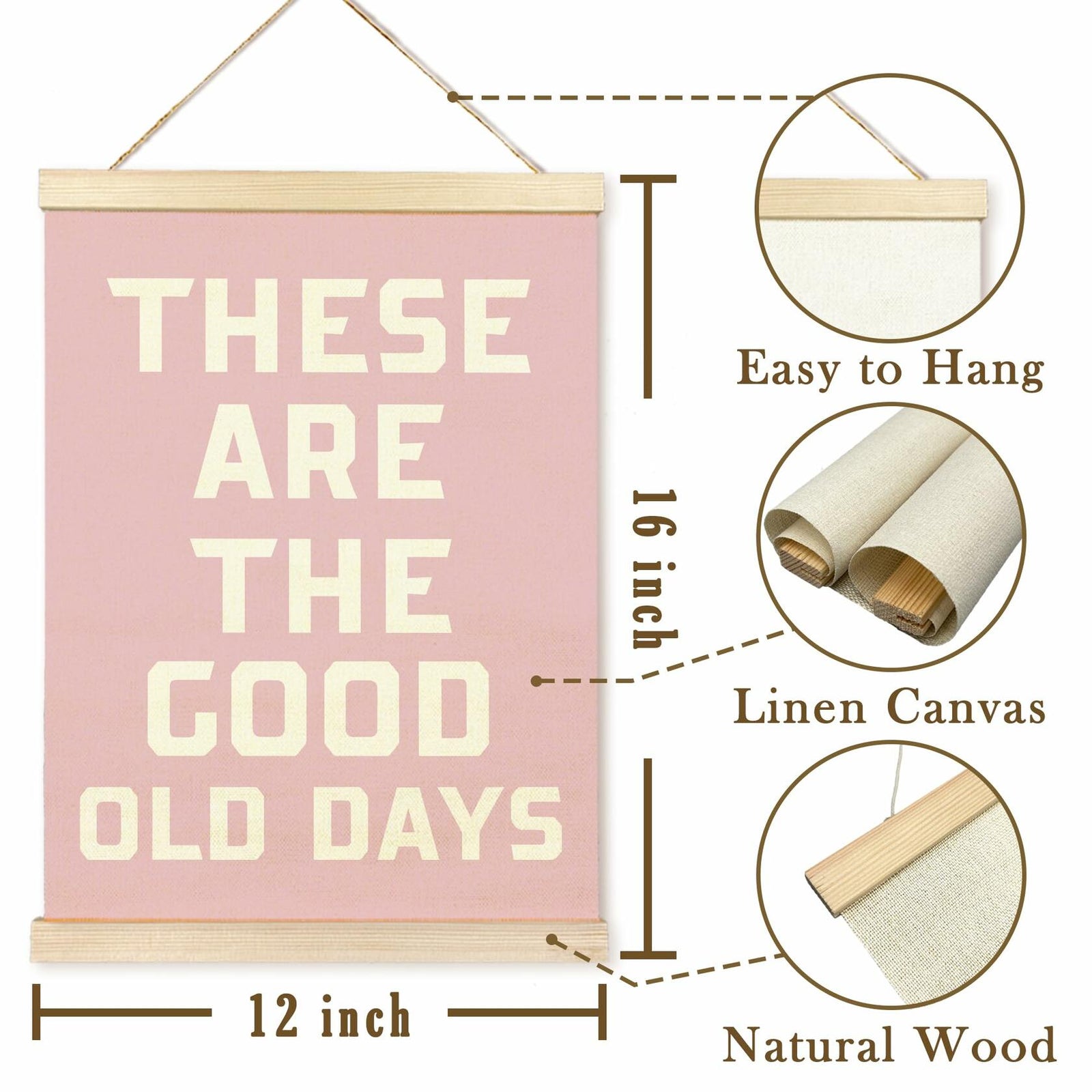 TAEDIN Inspirational Rustic Wall Art Poster Hanger Frame Pink 12x16