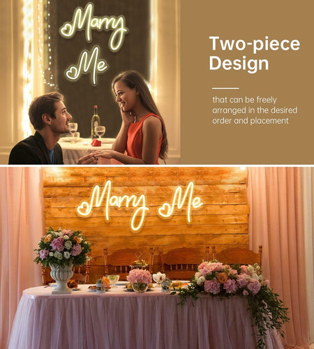Dadarolly Marry Me Neon Sign Warm White LED Lights 11.3x15.7 & 10x9.2 inches
