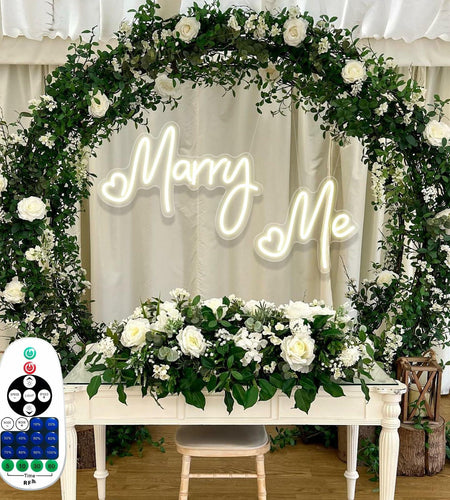 Dadarolly Marry Me Neon Sign Warm White LED Lights 11.3x15.7 & 10x9.2 inches