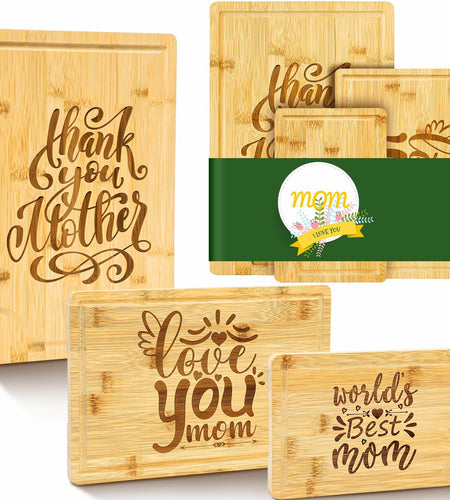 Didaey Bamboo Wood Cutting Board Gift Set for Mom Grandma 3 Pieces