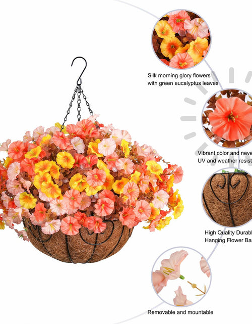Load image into Gallery viewer, Ivydale Artificial FallFlowers Basket Silk Morning Glory Eucalyptus UV Resistant
