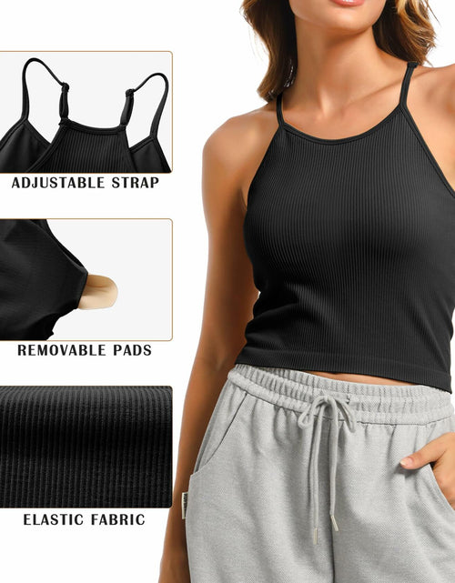 Load image into Gallery viewer, OVESPORT 2Pack Workout Tank Tops Women Built-in Bras Seamless Black+White  XL
