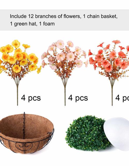 Load image into Gallery viewer, Ivydale Artificial FallFlowers Basket Silk Morning Glory Eucalyptus UV Resistant
