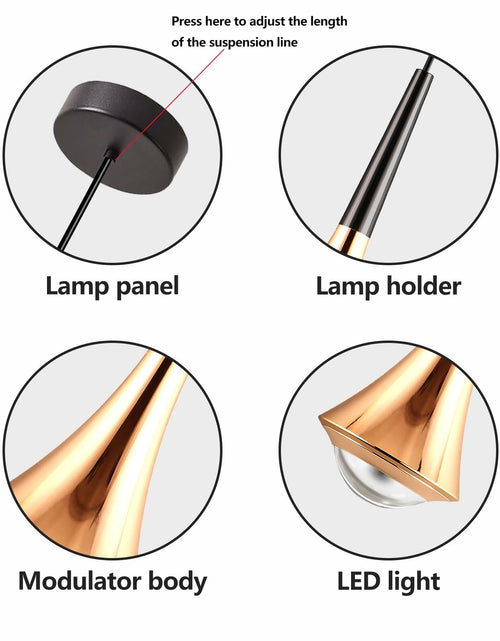 Load image into Gallery viewer, Hinio Modern Adjustable Pendant Lights Kitchen Island Gold Black 2-Pack
