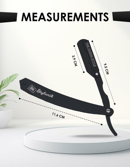 Load image into Gallery viewer, Stylonik Barber Razor Straight Edge 10 Stainless Steel Blades Silver Matt
