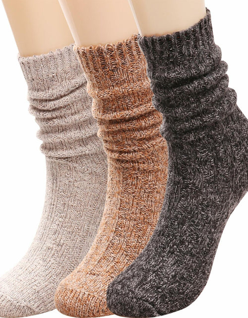 Load image into Gallery viewer, TINTAO Women's Cotton Knit Thick Warm Wool Crew Socks Multi-07 Size 5-10
