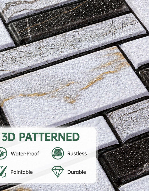 Load image into Gallery viewer, VallisCo 3D Faux Brick Wall Panel 12x12 Black White Marble 20 Pcs PVC
