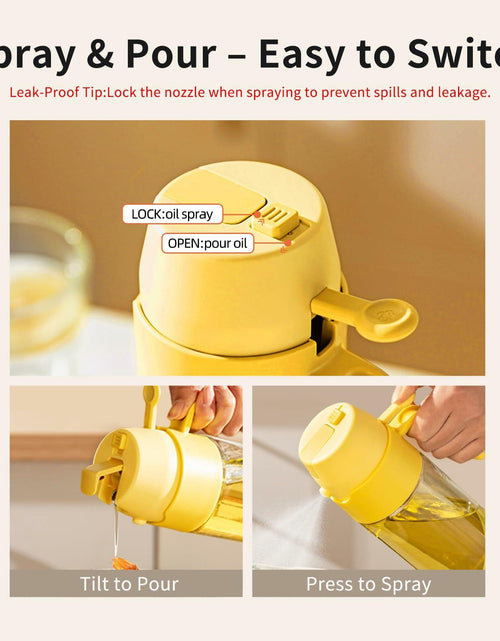 Load image into Gallery viewer, MDZF SWEET HOME Oil Sprayer 18.6oz 2-in-1 Olive Oil Dispenser Bottle Yellow
