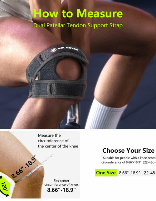 Load image into Gallery viewer, SOLOEVER Patella Knee Brace Dual Support Strap Gel Pad Adjustable Black

