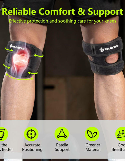 Load image into Gallery viewer, SOLOEVER Patella Knee Brace Dual Support Strap Gel Pad Adjustable Black
