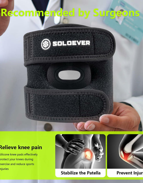 Load image into Gallery viewer, SOLOEVER Patella Knee Brace Dual Support Strap Gel Pad Adjustable Black

