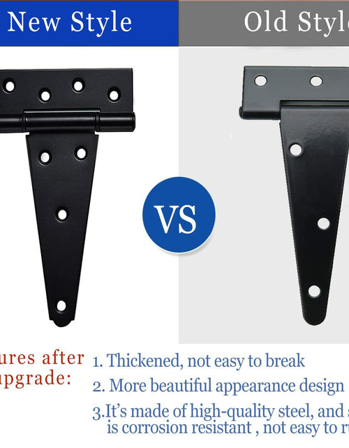 Load image into Gallery viewer, Verypejan 6 Inch T-Strap Heavy Duty Shed Door Hinges 4PCS Black Rustproof
