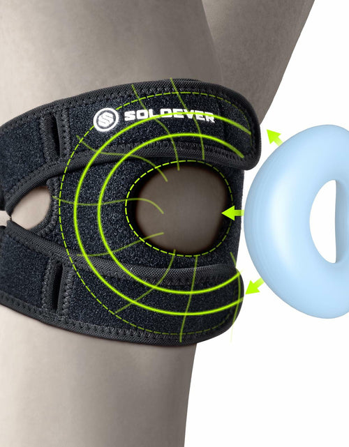 Load image into Gallery viewer, SOLOEVER Patella Knee Brace Dual Support Strap Gel Pad Adjustable Black
