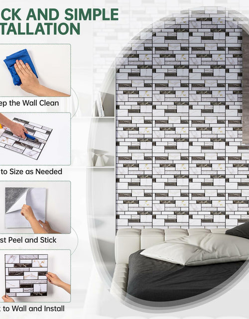 Load image into Gallery viewer, VallisCo 3D Faux Brick Wall Panel 12x12 Black White Marble 20 Pcs PVC
