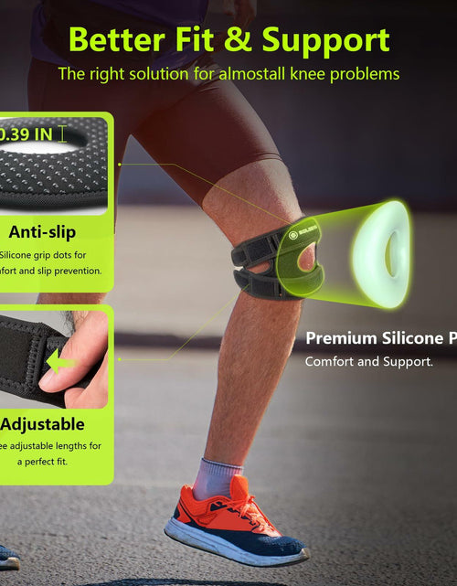 Load image into Gallery viewer, SOLOEVER Patella Knee Brace Dual Support Strap Gel Pad Adjustable Black
