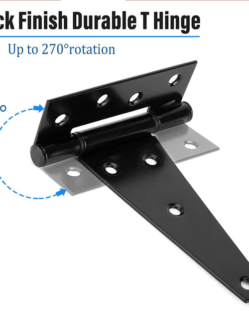 Load image into Gallery viewer, Verypejan 6 Inch T-Strap Heavy Duty Shed Door Hinges 4PCS Black Rustproof

