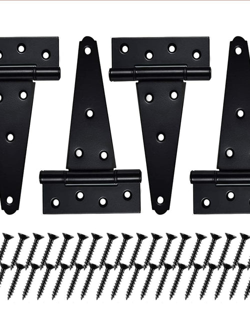 Load image into Gallery viewer, Verypejan 6 Inch T-Strap Heavy Duty Shed Door Hinges 4PCS Black Rustproof
