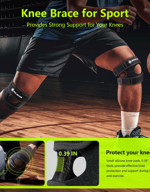 Load image into Gallery viewer, SOLOEVER Patella Knee Brace Dual Support Strap Gel Pad Adjustable Black
