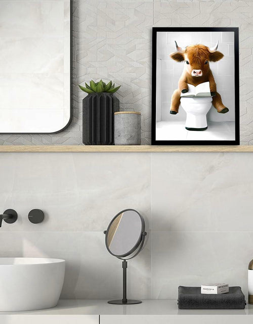 Load image into Gallery viewer, Foduuo Funny Framed Highland Cow Wall Art Canvas Print 12x16 inch Colorful
