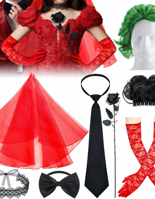 Load image into Gallery viewer, Mepase Halloween Bride Costume Accessories 8 Pcs Red Green Black One Size
