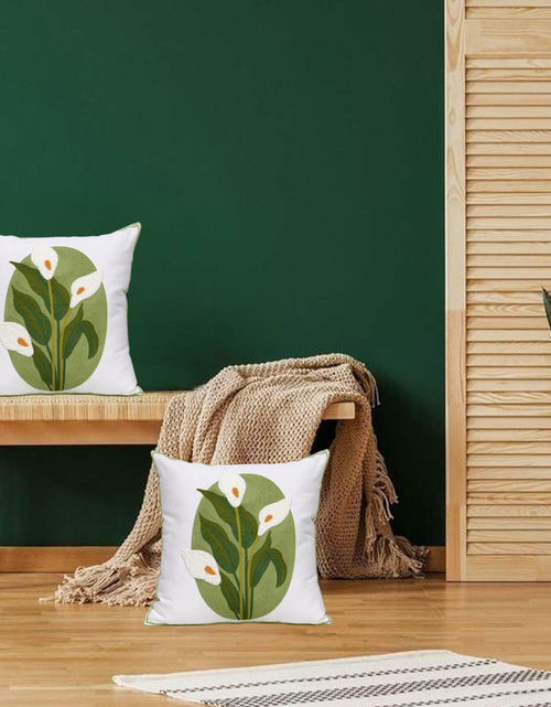 Load image into Gallery viewer, Pilmandu Embroidered Throw Pillow Covers 18x18 Calla Floral Pack of 2
