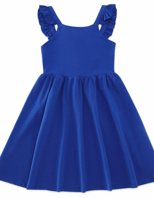 Load image into Gallery viewer, ALLIFly Girls Tie Back Sundress Back to School Blue Size 6
