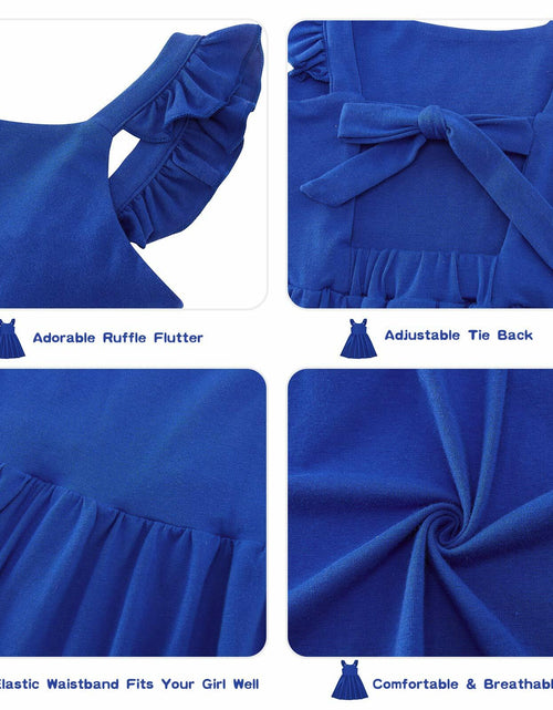 Load image into Gallery viewer, ALLIFly Girls Tie Back Sundress Back to School Blue Size 6
