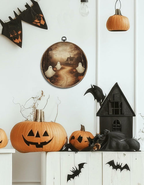 Load image into Gallery viewer, Yorhifa Vintage Ghost Pumpkin Halloween Framed Wall Art Canvas 10x10in
