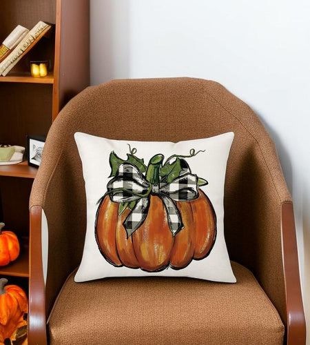 Aitukang Fall Pillow Covers 20x20 Inch Pumpkin Buffalo Plaid Set of 2