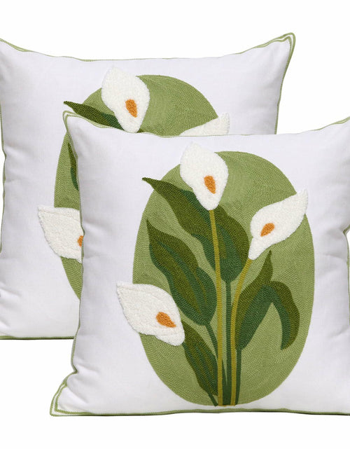 Load image into Gallery viewer, Pilmandu Embroidered Throw Pillow Covers 18x18 Calla Floral Pack of 2
