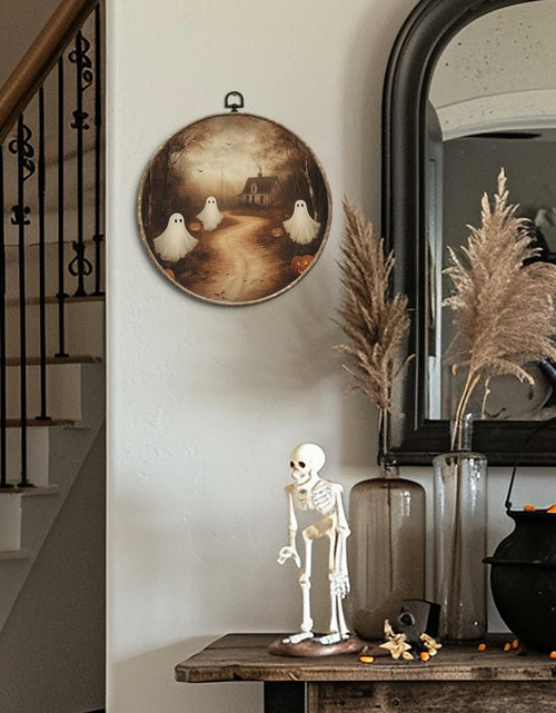 Load image into Gallery viewer, Yorhifa Vintage Ghost Pumpkin Halloween Framed Wall Art Canvas 10x10in
