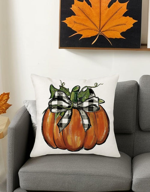 Load image into Gallery viewer, Aitukang Fall Pillow Covers 20x20 Inch Pumpkin Buffalo Plaid Set of 2
