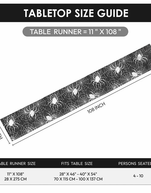 Load image into Gallery viewer, Sioloc Halloween Table Runner Silver Spider Web 13x72 Inch Black Polyester
