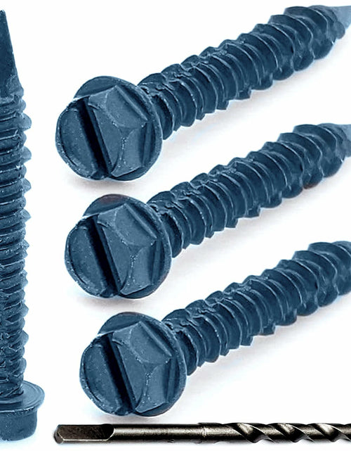 Load image into Gallery viewer, Grrrgooo 3/16x1-1/4" Slotted Hex Washer Concrete Screws Steel 100 Count
