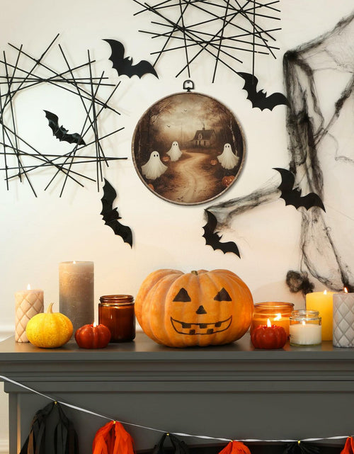 Load image into Gallery viewer, Yorhifa Vintage Ghost Pumpkin Halloween Framed Wall Art Canvas 10x10in
