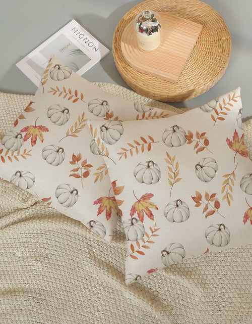 Load image into Gallery viewer, OFIRD Fall Decor Pillow Covers 20x20 White Pumpkin Maple Leaves Pack of 2

