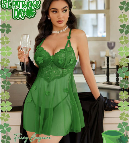 Avidlove Women's Lace Mesh Babydoll Chemise Lingerie Green Size S