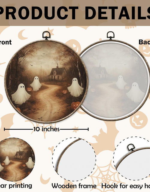 Load image into Gallery viewer, Yorhifa Vintage Ghost Pumpkin Halloween Framed Wall Art Canvas 10x10in
