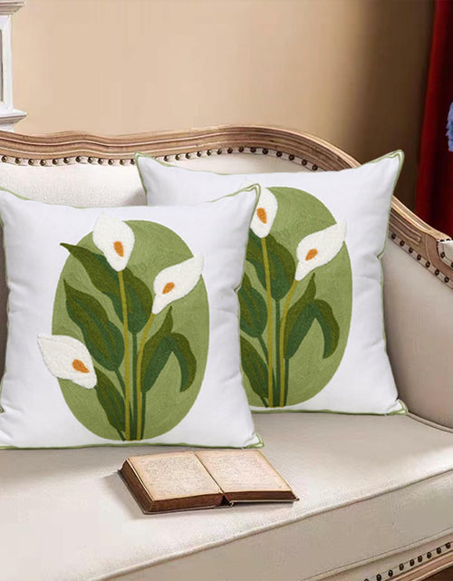 Load image into Gallery viewer, Pilmandu Embroidered Throw Pillow Covers 18x18 Calla Floral Pack of 2
