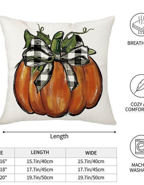 Load image into Gallery viewer, Aitukang Fall Pillow Covers 20x20 Inch Pumpkin Buffalo Plaid Set of 2
