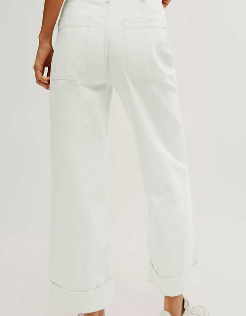 Load image into Gallery viewer, Allimy Womens High Waisted Wide Leg Cargo Jeans White Size 16
