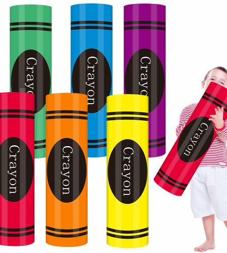 WinnerWhy Jumbo 17in Neon Cardboard Crayons 6 Pcs Rainbow Colors